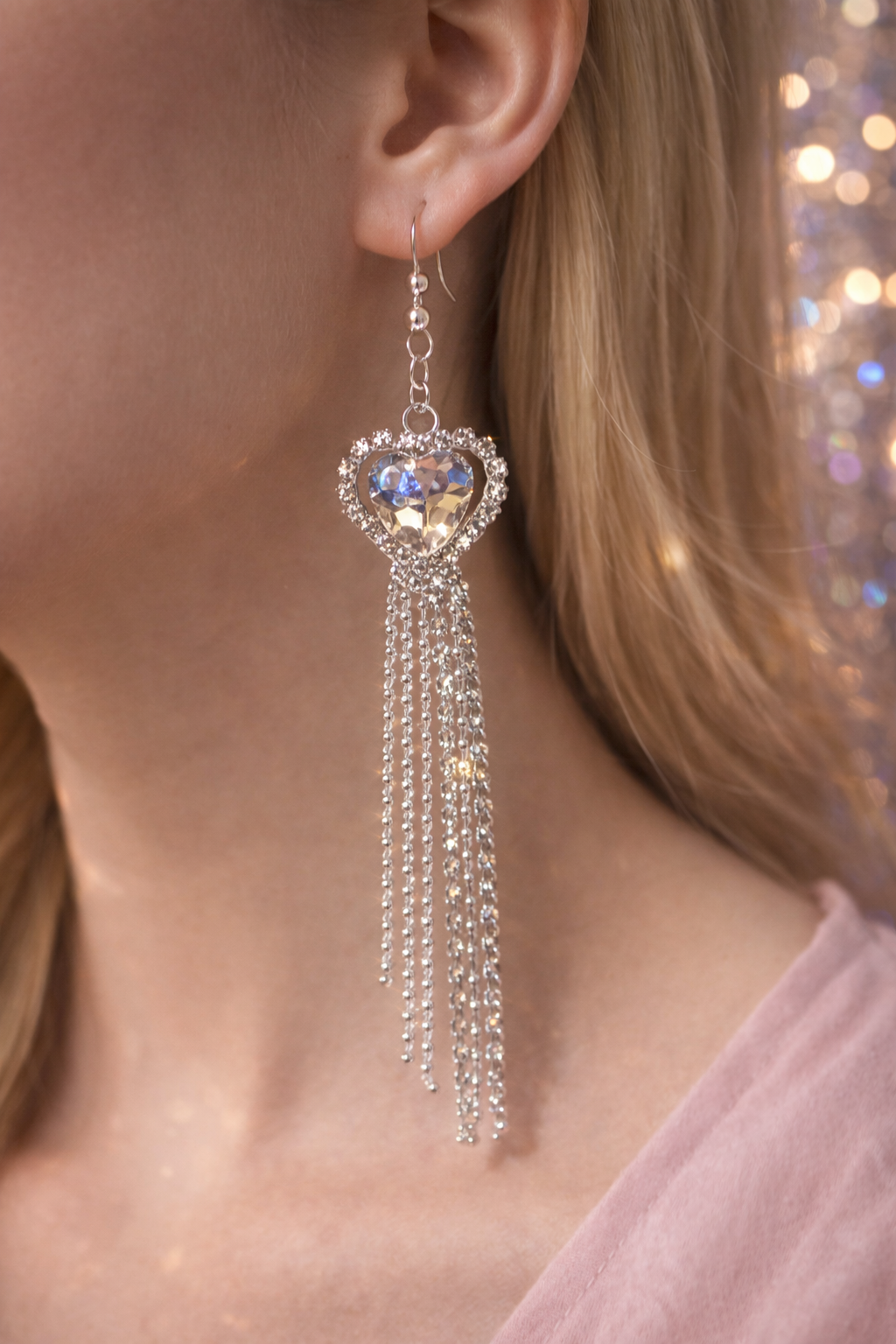 Rhinestone Heart Earrings