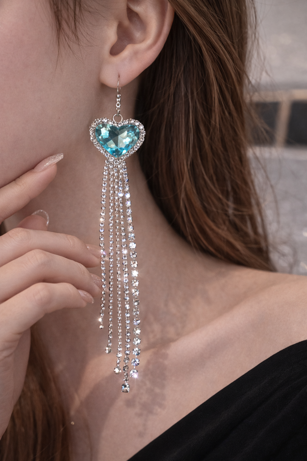 Rhinestone Heart Earrings